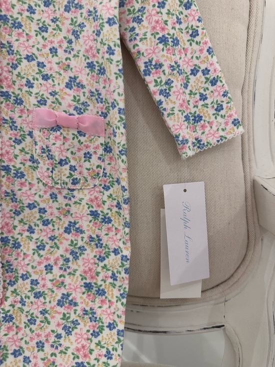 🤍 6 Mth Ralph Lauren Baby Floral & Ribbon Collared One-Piece Romper NWT - Picture 12 of 16